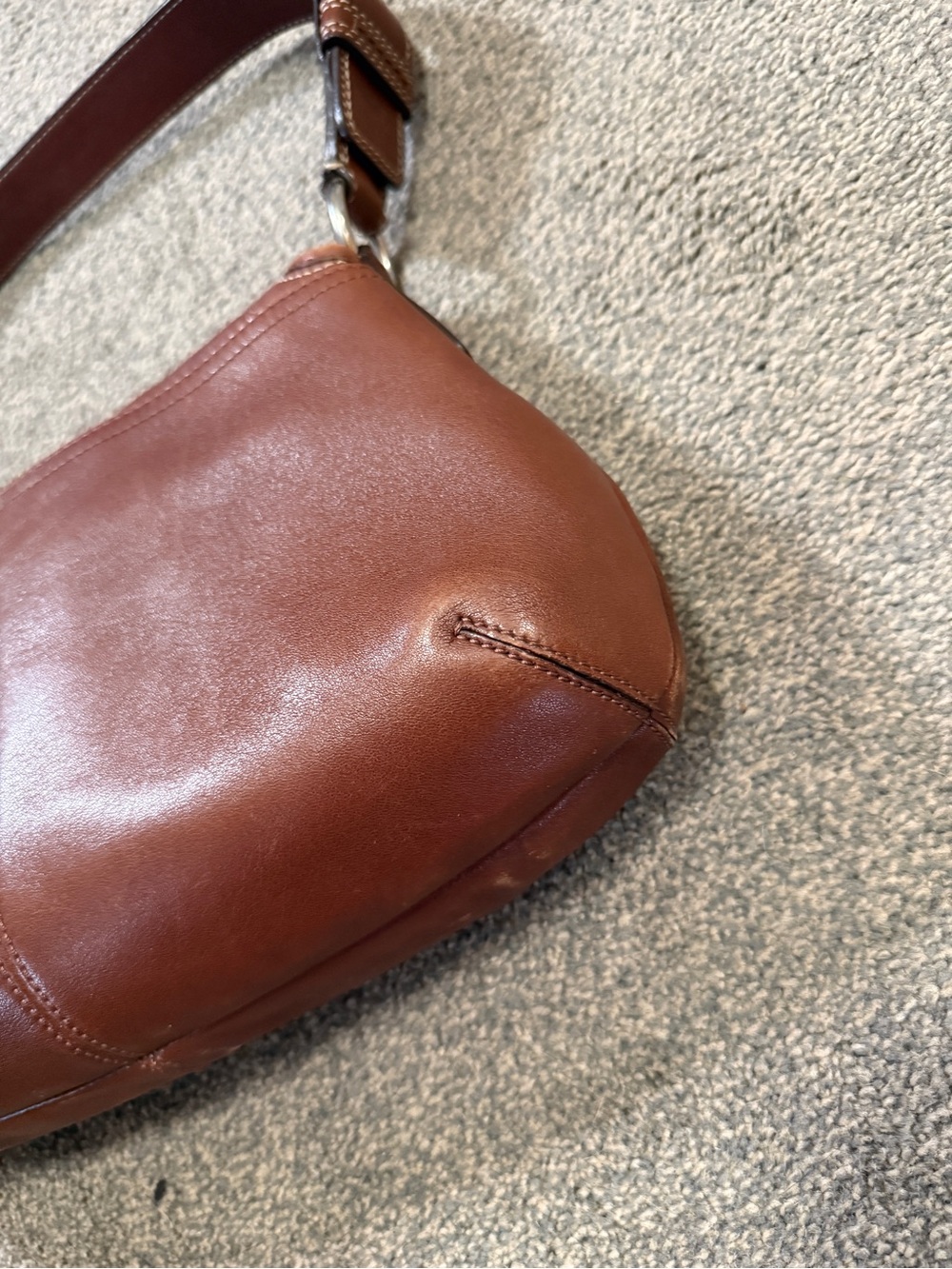 COACH Y2K Pleated Soho Brown Leather Hobo Shoulder Purse Bag F13729 - Picture 3 of 7